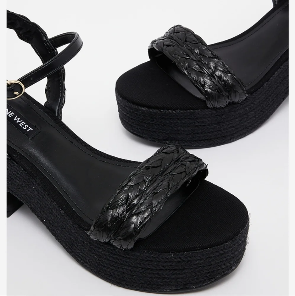 New w/Box Nine West Rivva 3 Rafia Braided Strap Espadrille Platform Wedge Sandal